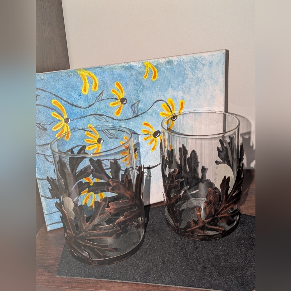 Leaf Glass Candle Holders